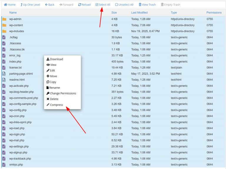 Backing Up WordPress Files